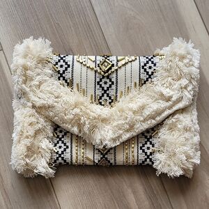 Boho Chic Clutch with Faux Fur Accents